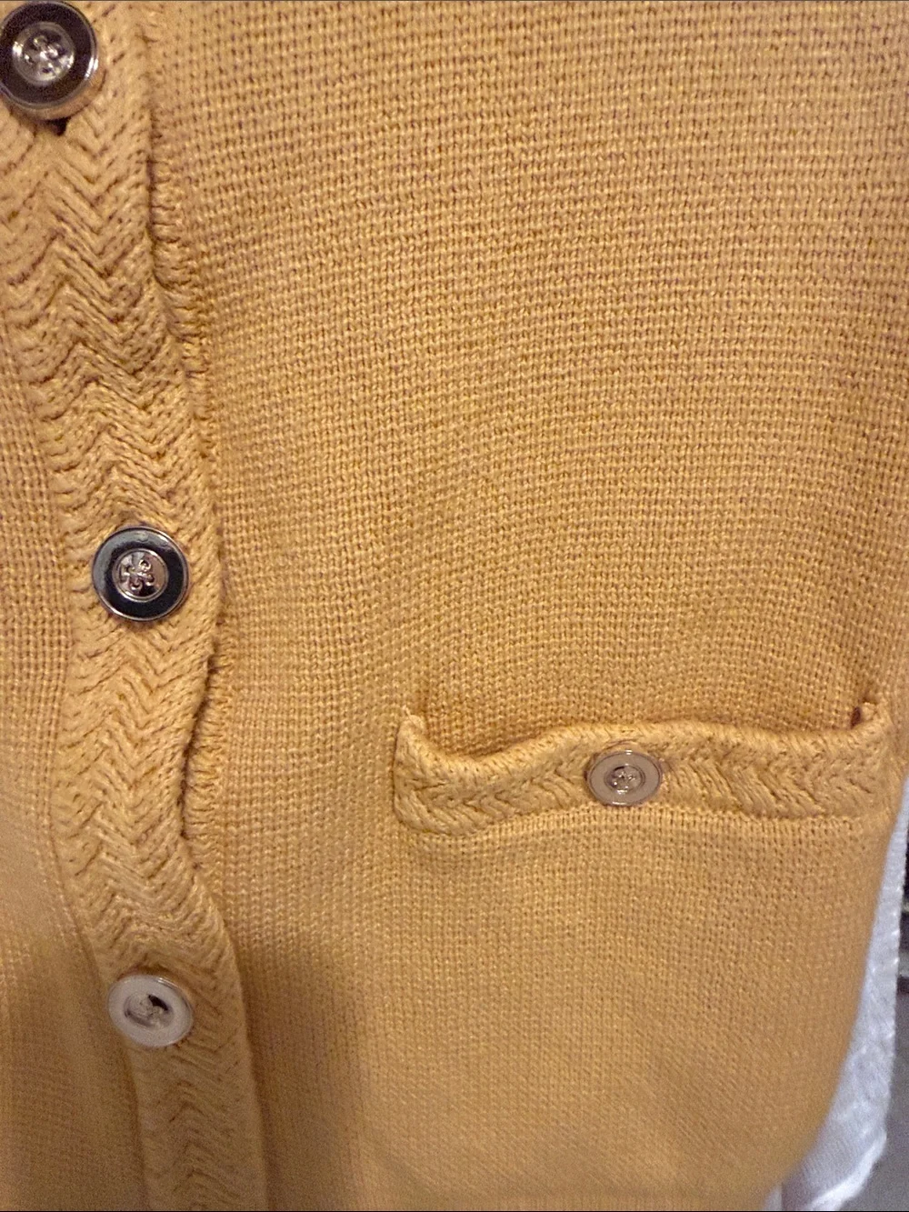J. Crew Mustard Yellow lady jacket Braided-Trim Knit Cardigan 100% cotton
